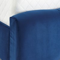 Chloe Panel Luxury Crushed Velvet Upholstered Bed Frame - Blue / Small Double