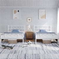 Metal Bed Frame with Cross-design Headboard - White / Single