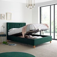Kingham Green Velvet Ottoman Bed  Green  King | Bed Sava