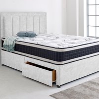 Barcelona Divan Base with Headboard - White / King / 2x Drawers Same Side