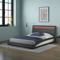 Neptune Faux Leather LED Headboard Bed Frame - Black / 130cm / Small Double