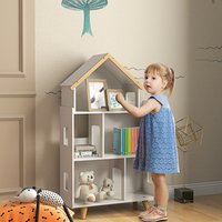 ZONEKIZ 3 Tier Toy Storage Shelf with Six Cubes, for Playroom, Bedroom - White - White