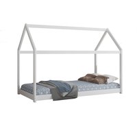 Wooden Kids House Bed - White