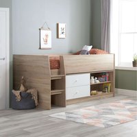 White Single Cabin Bed Birlea Leyton Oak Teens Childrens Frame - White