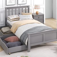 Wooden Solid Pine Storage Bed - Grey