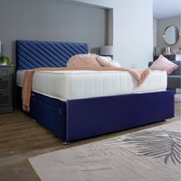 Divan Bed Base with Aspen Headboard - Midnight Blue / Superking / 2x Drawers Foot End