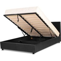 Prado PU Leather Gaslift Ottoman Storage Bed (Black, 4FT6 Double) - Black