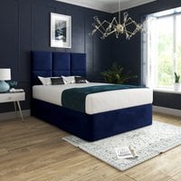 Caprio Upholserted Floorstanding Headboard With Divan Bed Frame - Blue / Superking
