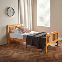 Solid Wooden Bed Frame Pine Wood - Brown / Single / Yes