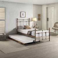 Bayford Traditional Victorian Single Metal Bed Frame with Guest Trundle - Antique Brass