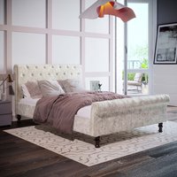 Violetta Fabric Bed - Crushed Velvet Champagne / 222cm
