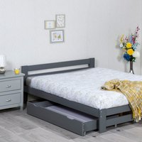 Solid Pine Wood Xiamen Bed Frame - grey / Double