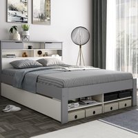 Fabio Grey And White Wooden Storage Bed - Grey / Double / Bed Frame with 1 Drawer