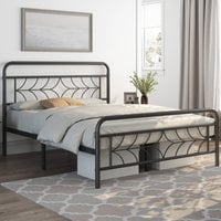 Metal Bed Frame with Sparkling Star Design Headboard - Black / Double