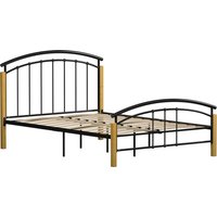 Venice Metal and Wood Bed - Black / Double