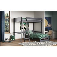 Tera Small Double High Sleeper With L Shaped Single Bed Grey  - Grey
