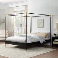 Codicote 4 Poster Modern Black Metal Bed Frame  Black  King | Bed Sava