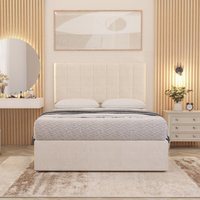 Austin Plush Velvet Orthopaedic Divan Bed Set Hybrid Mattress and Headboard - Ivory / Small Double
