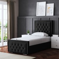 Allegra Upholstered Bed with Headboard  BLACK  King | Bed Sava