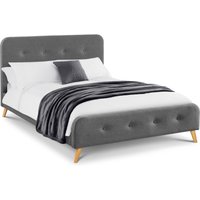 Astrid Curved Retro Buttoned Bed - Grey / Double