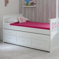 Captains Single Guest Bed with Underbed Storage   - Satin White