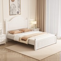 Solid Pine Shaker Bed - White / Hybrid Mattress
