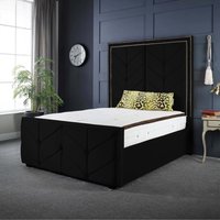 Milly Chevron Upholstered Soft Touch Bed Frame - Black / King