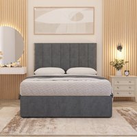 Austin Plush Velvet Orthopaedic Divan Bed Set Hybrid Mattress and Headboard - Silver / Super King