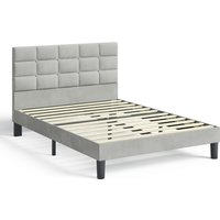 Bed Frame with Upholstered Headboard  Grey  190cm  135cm | Bed Sava