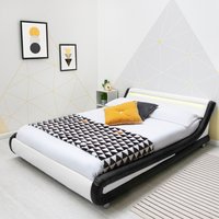 Barcelona Black and White LED Bed Frame - Black / King
