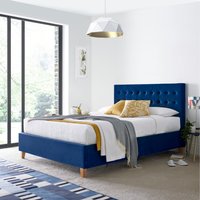 Kingham Blue Velvet Ottoman Bed  Blue  King | Bed Sava