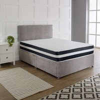 Divan Reinforced Bed Base Set with 20" Headboard - Grey / 2x Drawers Foot End / 180cm / Superking