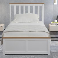 Wooden Ottoman Gas Lift Storage Bed - White / Single