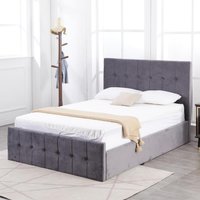 Grey Small Double Velvet Milano Bed Frame Storage Bed - Grey