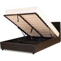 Prado PU Leather Gaslift Ottoman Storage Bed - Brown