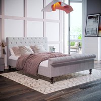 Violetta Fabric Bed - Light Grey Velvet / 232cm