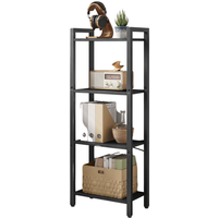 4 Tier Storage Shelf Living Room Bedroom Furniture - Black