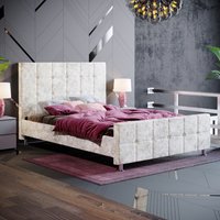 Valentina Fabric Bed - Crushed Velvet Champagne / Double