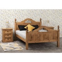Corona Scroll 46 High End Bed  Distressed Waxed Pine | Bed Sava