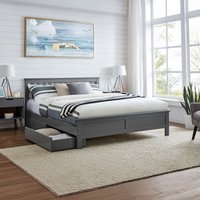 Azure Modern Solid Pine Grey Bed - Grey / Double / Bed Frame and 4 Drawers