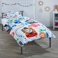 Childrens Silver Metal Single Bed with Thomas and Friends Bedding Set  White | Bed Sava