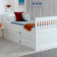 Captains Pine Wooden Storage Bed Frame - Satin White