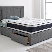 Barcelona Divan Base with Headboard - Charcoal Grey  / Double / 2x Drawers Same Side
