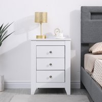 HMD White Wooden Bedroom 3 or 4 Pieces Set - White / 45cm / 40cm / 12kg / Chioboard with melamine paper.