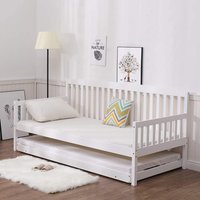 3ft Single Wood Daybed With Under Day Bed Guest Trundle - White