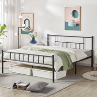 Basic Metal Bed Frame with Headboard and Footboard - Black / King