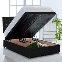 Ottoman Bed with Buttoned Headboard - Black / Single