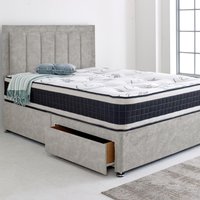 Barcelona Divan Base with Headboard - Silver / King / 4x Drawers