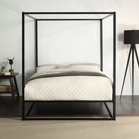 Ashwell Modern 4 Poster Metal Bed Frame - Black / Double