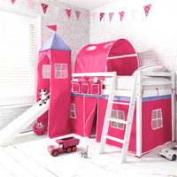 Moro Cabin Bed with Slide and Pink Package in Classic White - White